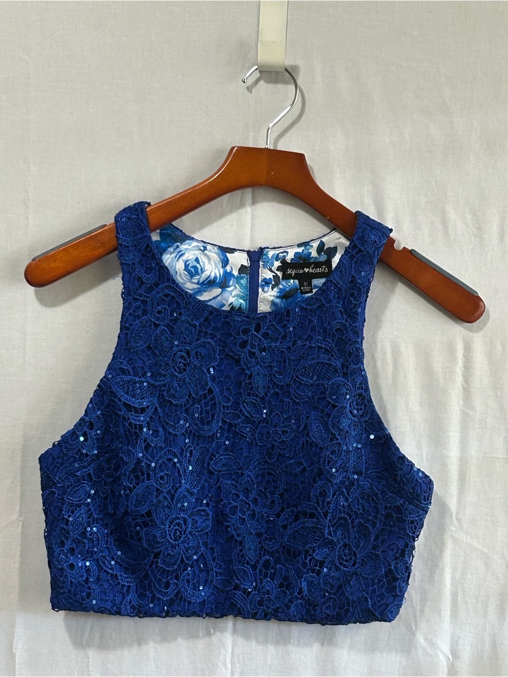 Sequin Hearts - Lace Crop Dress Top